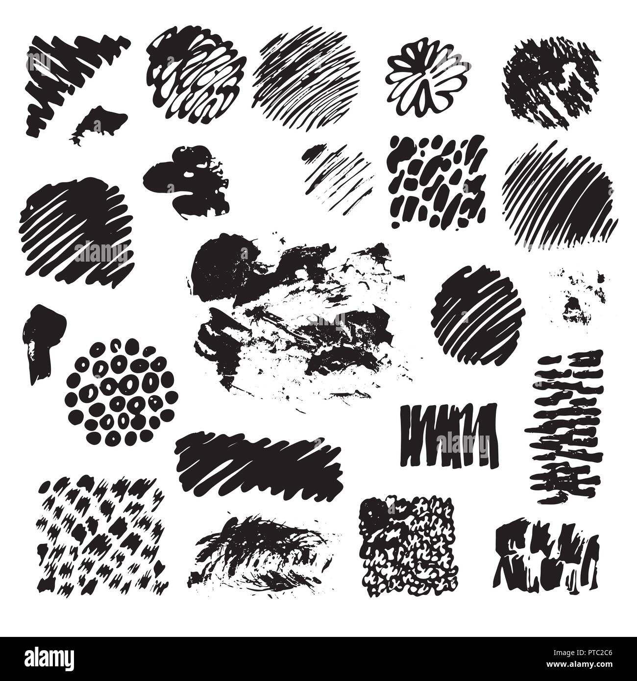 Large set of hand drawn grunge elements isolated on white background ...
