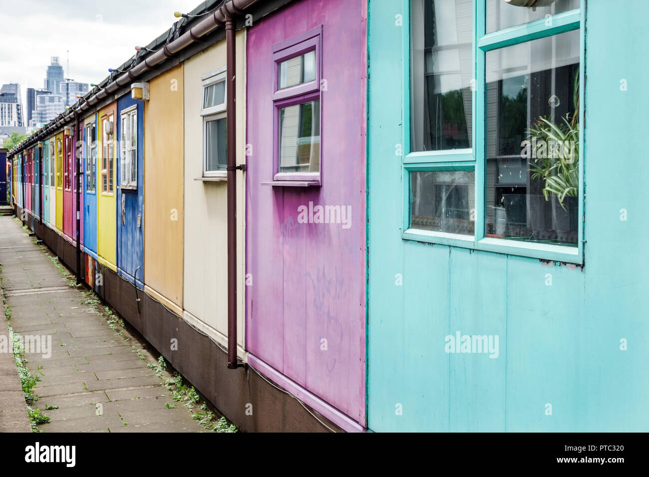 London England,UK,South Bank,Lambeth,Make Space Studios,art studios community,affordable creative workspace,building exterior outside,pastel colors,UK Stock Photo