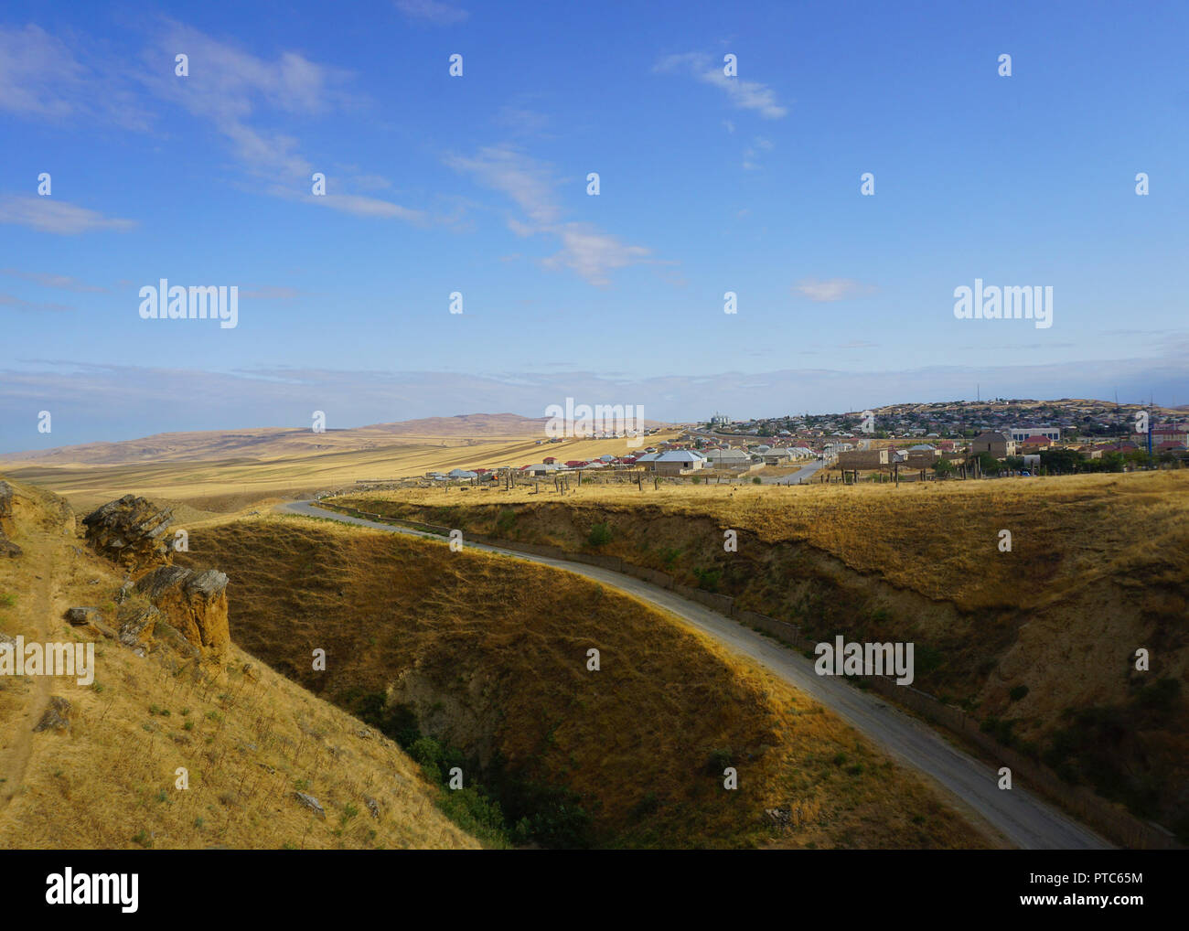 Gobustan Town Best and Breathtaking Blue Sky View in Azerbaijan Stock Photo
