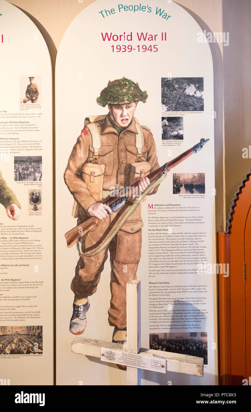 Display board picture of Second World War soldier 19391945 with