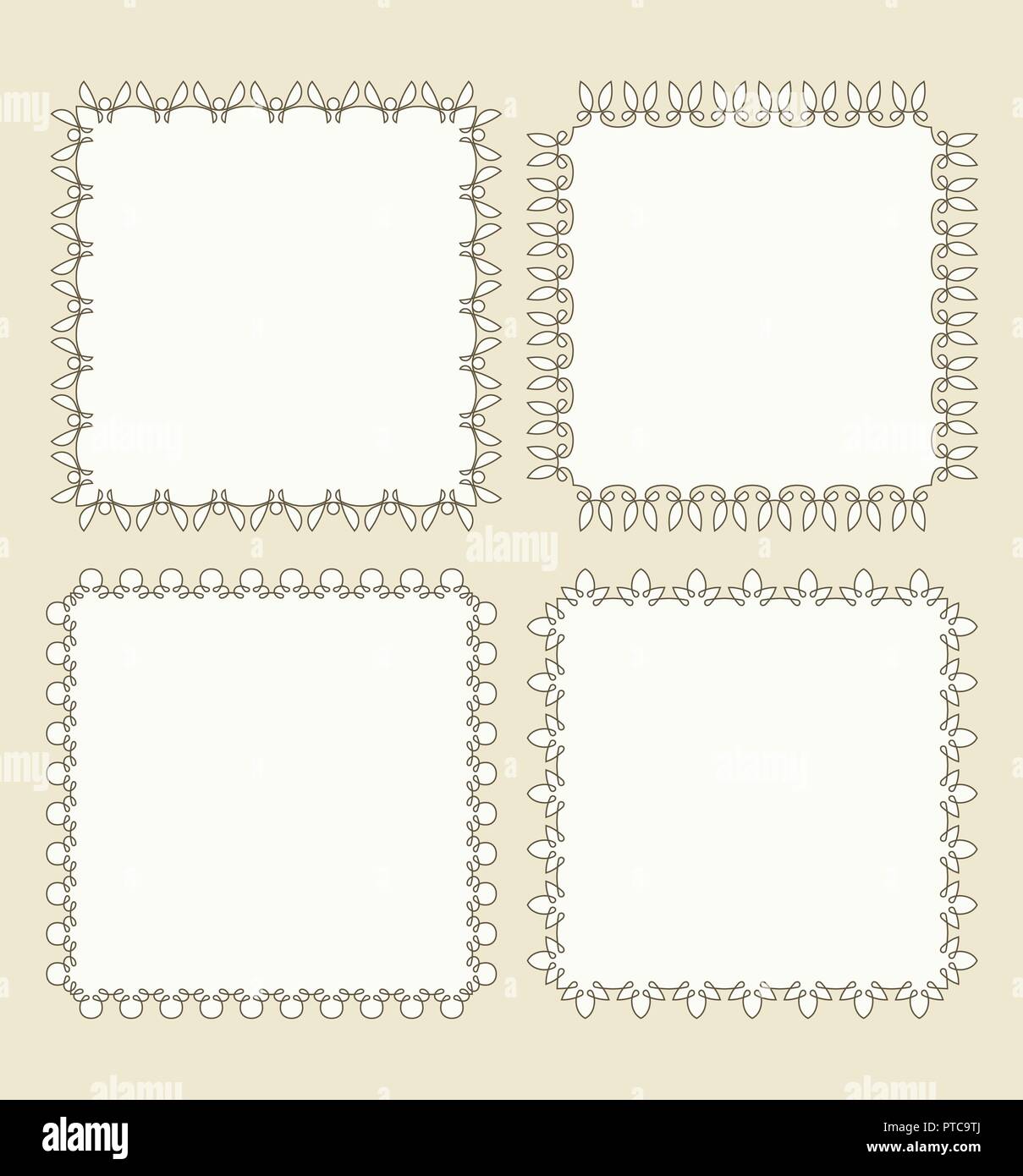 Set of 4 very simple square frames with fully editable stroke width