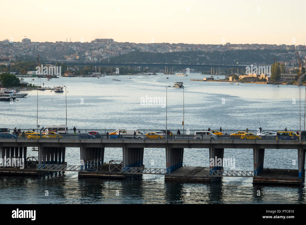 Bridges over the Golden Horn in Istanbul, Turkey Stock Photo