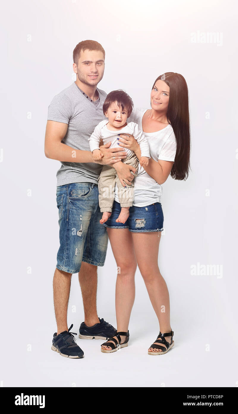 Happy three members family hi-res stock photography and images - Alamy