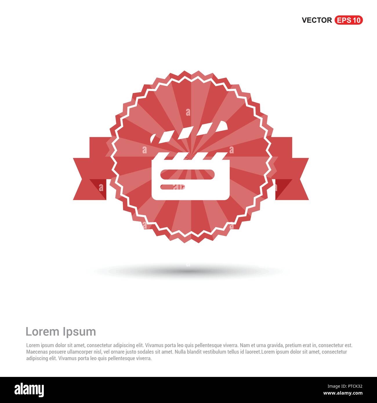Clapper board icon - Red Ribbon banner Stock Vector Image & Art - Alamy
