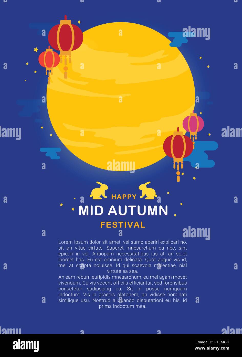 Chinese mid autumn festival banner design vector illustration Stock