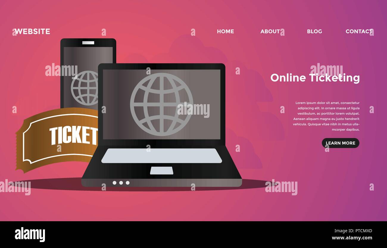 Online Ticketing Concept Ready To Use Vector Illustration