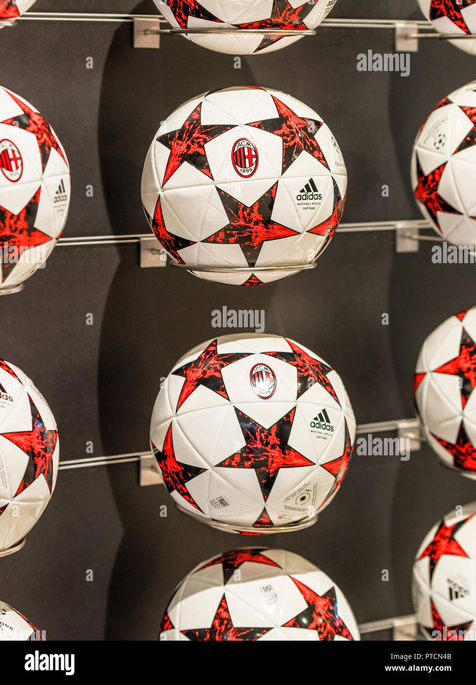 Balls on sale in fan shop at San Siro stadium. Milan, Italy Stock Photo -  Alamy