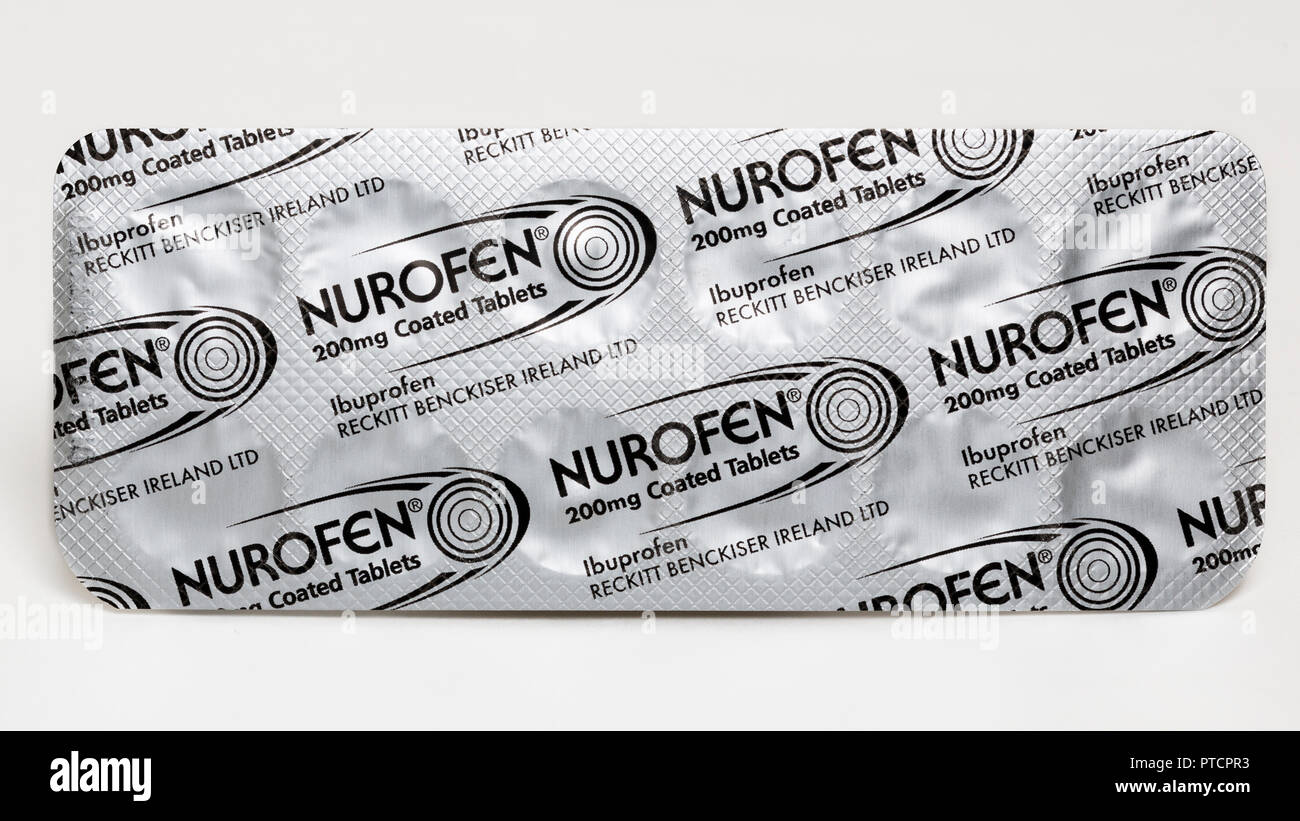 Nurofen, Ibuprofen brand name tablets Stock Photo Alamy