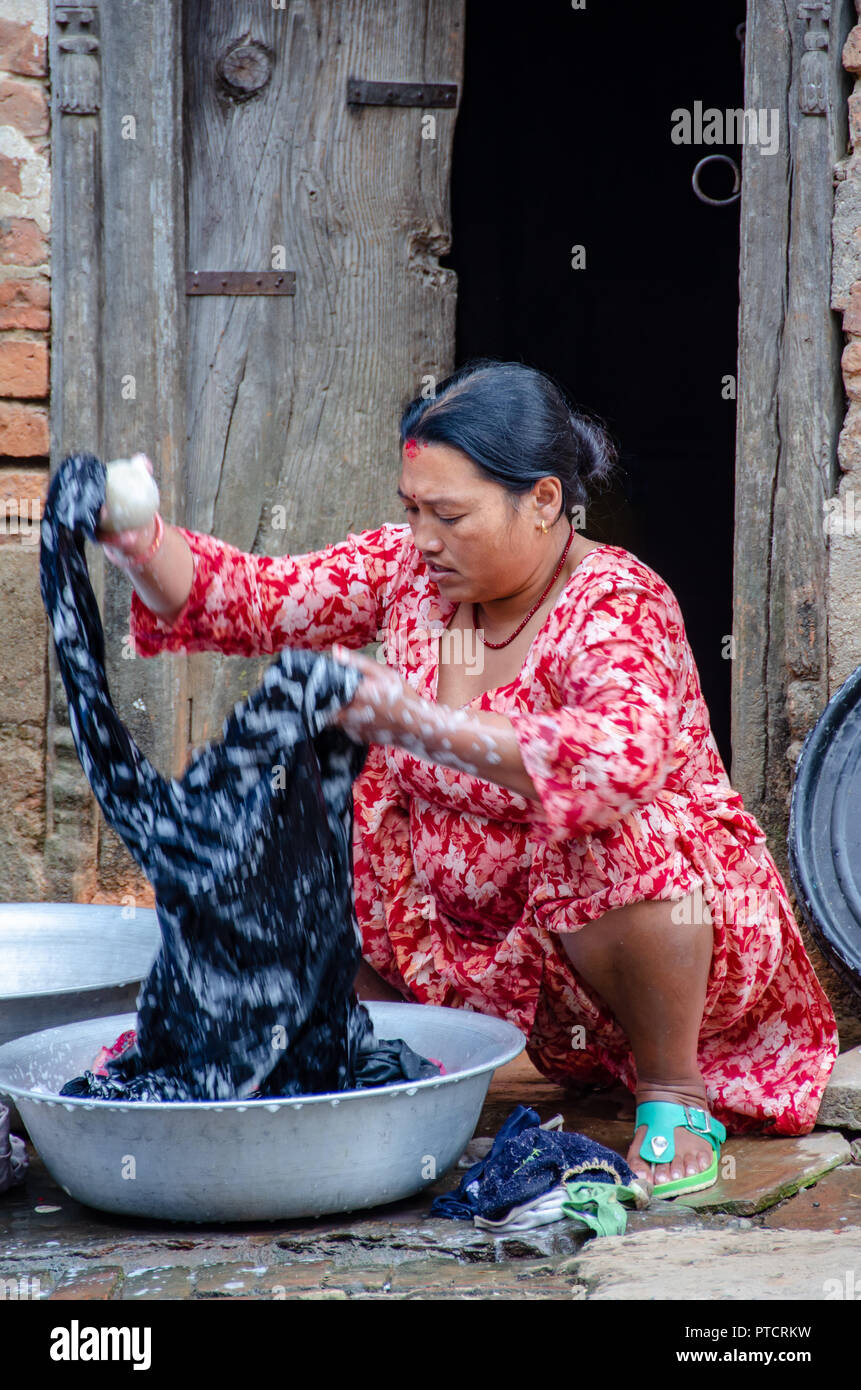 Stock Pictures: Washing clothes by hand