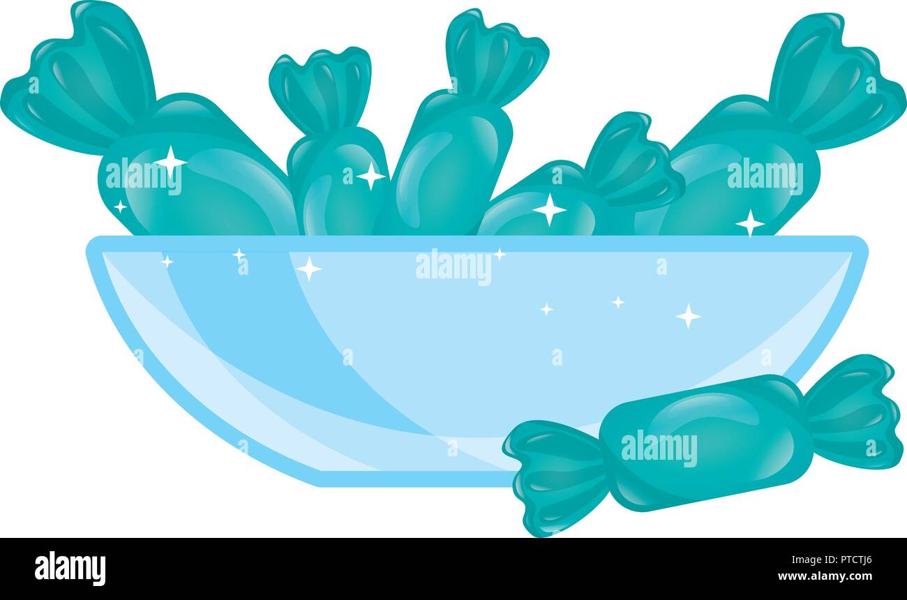 glass bowl with sweet candies confectionery Stock Vector Image & Art