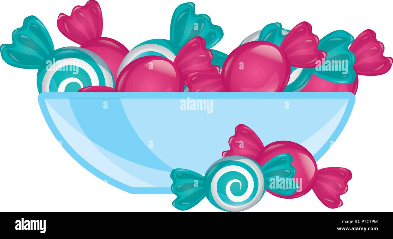 glass bowl with sweet candies confectionery Stock Vector Image & Art