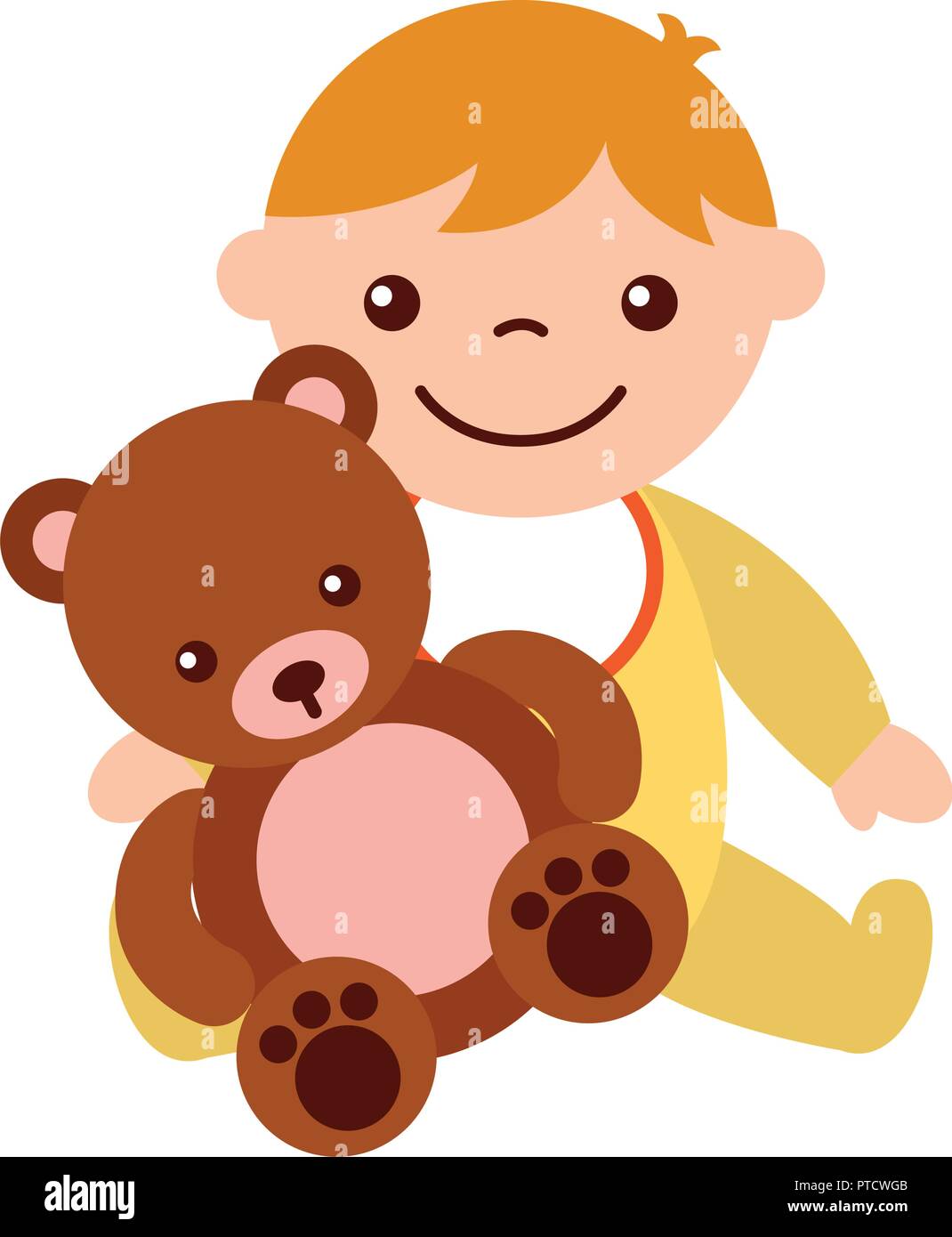 cute baby boy sitting with teddy Stock Vector Image & Art - Alamy