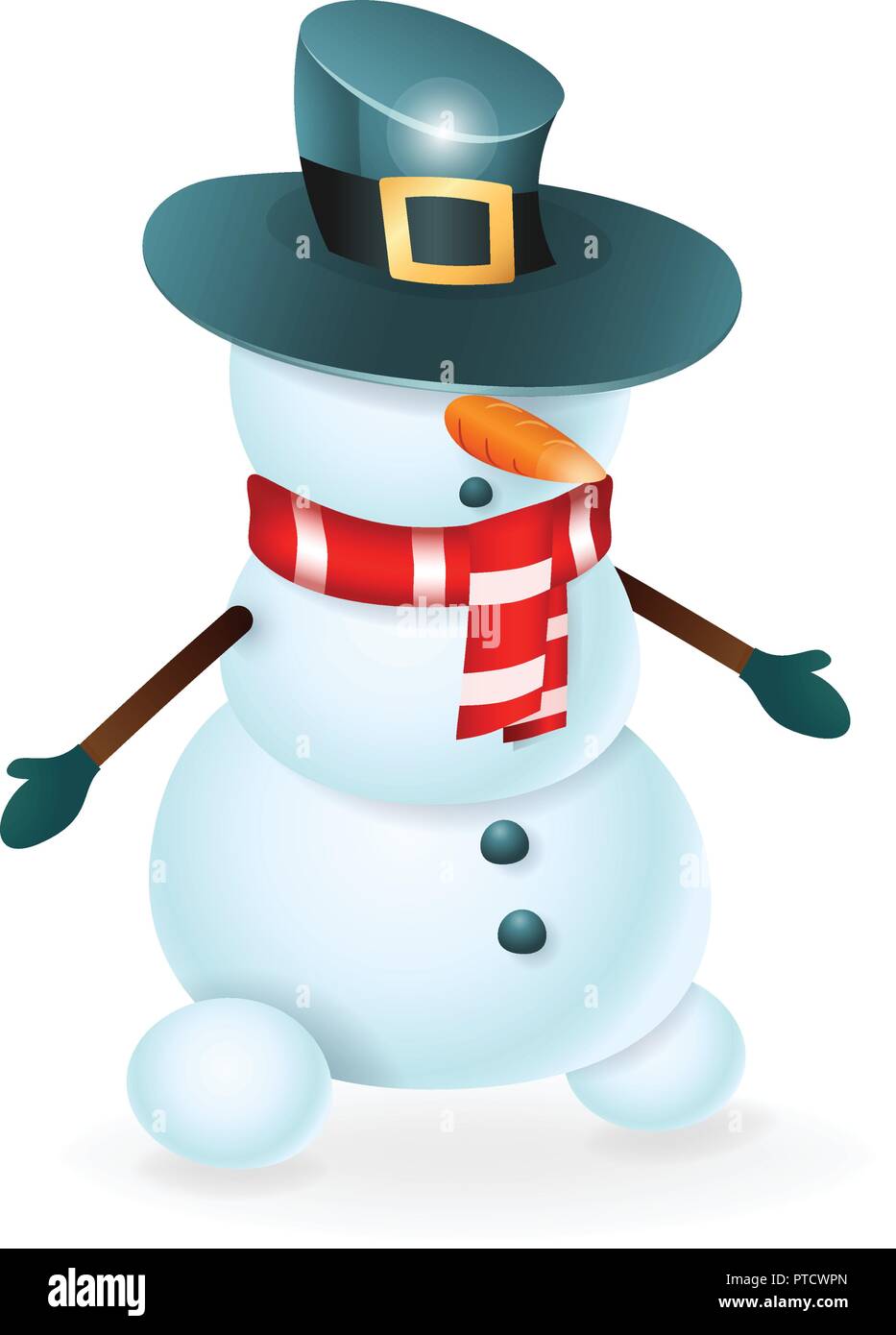 Cute Snowman with hat over its eyes vector illustration Stock Vector