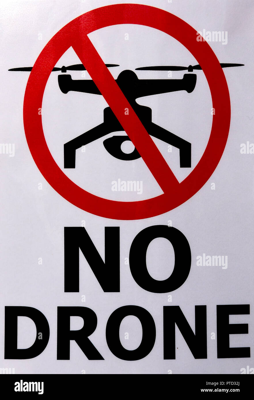 Prohibition sign No Drone, Switzerland Stock Photo