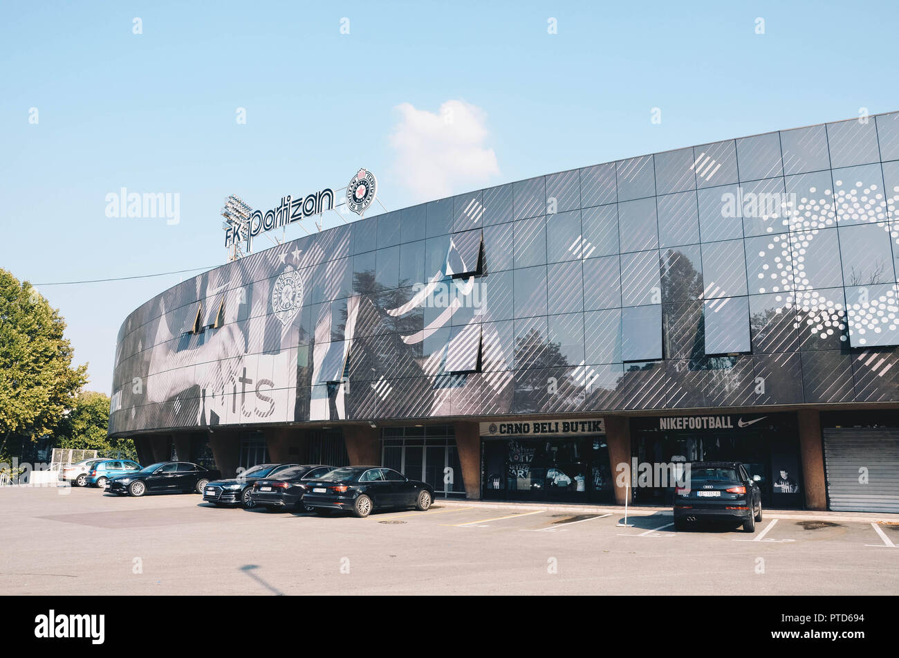 Outside Partizan Stadium (formerly JNA Stadium), Belgrade, Serbia, Balkans, September 2018 Stock Photo