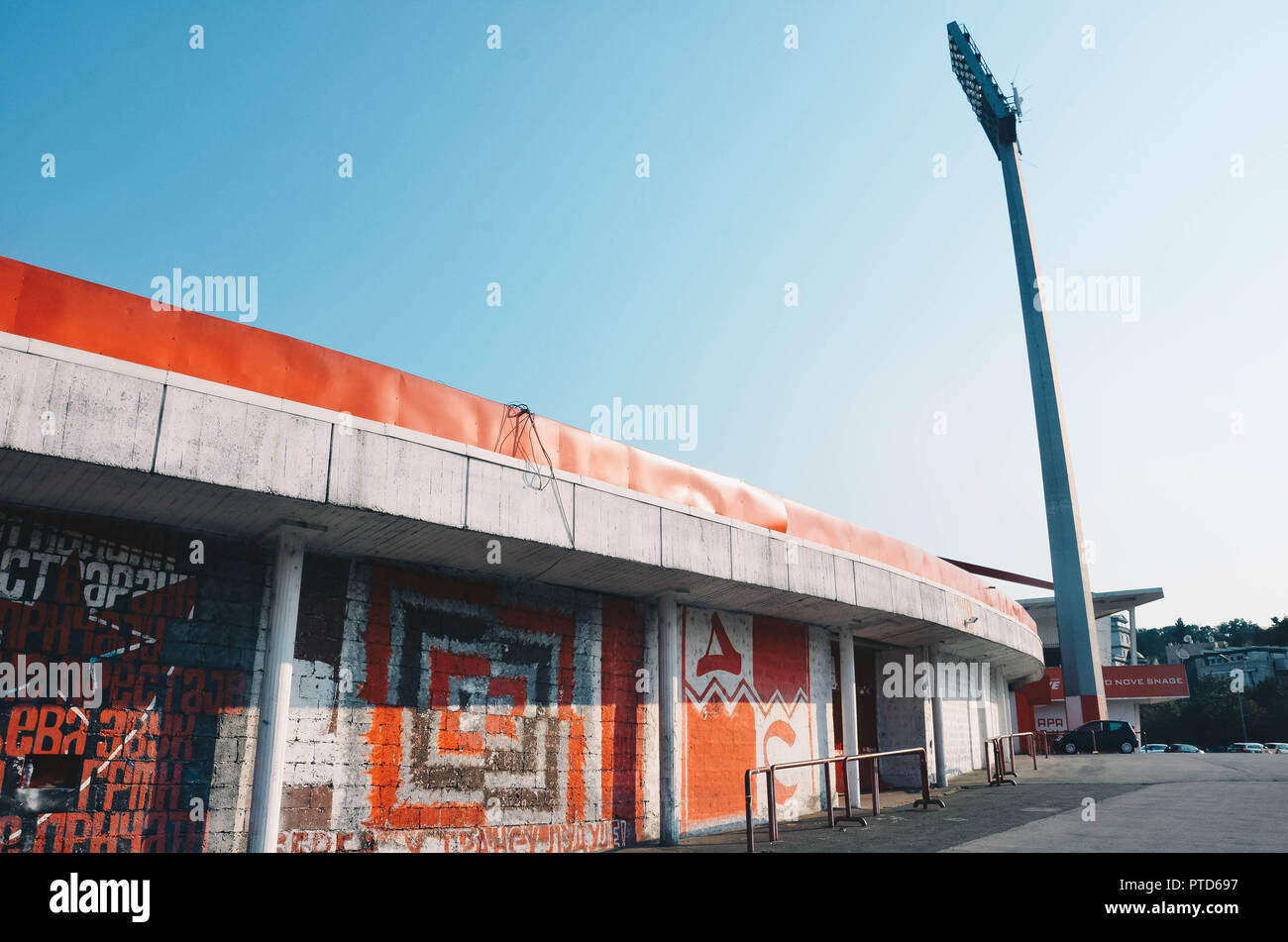 Outside Red Star Stadium (or Rajko Mitić Stadium, Marakana), Belgrade, Serbia, Balkans, September 2018 Stock Photo