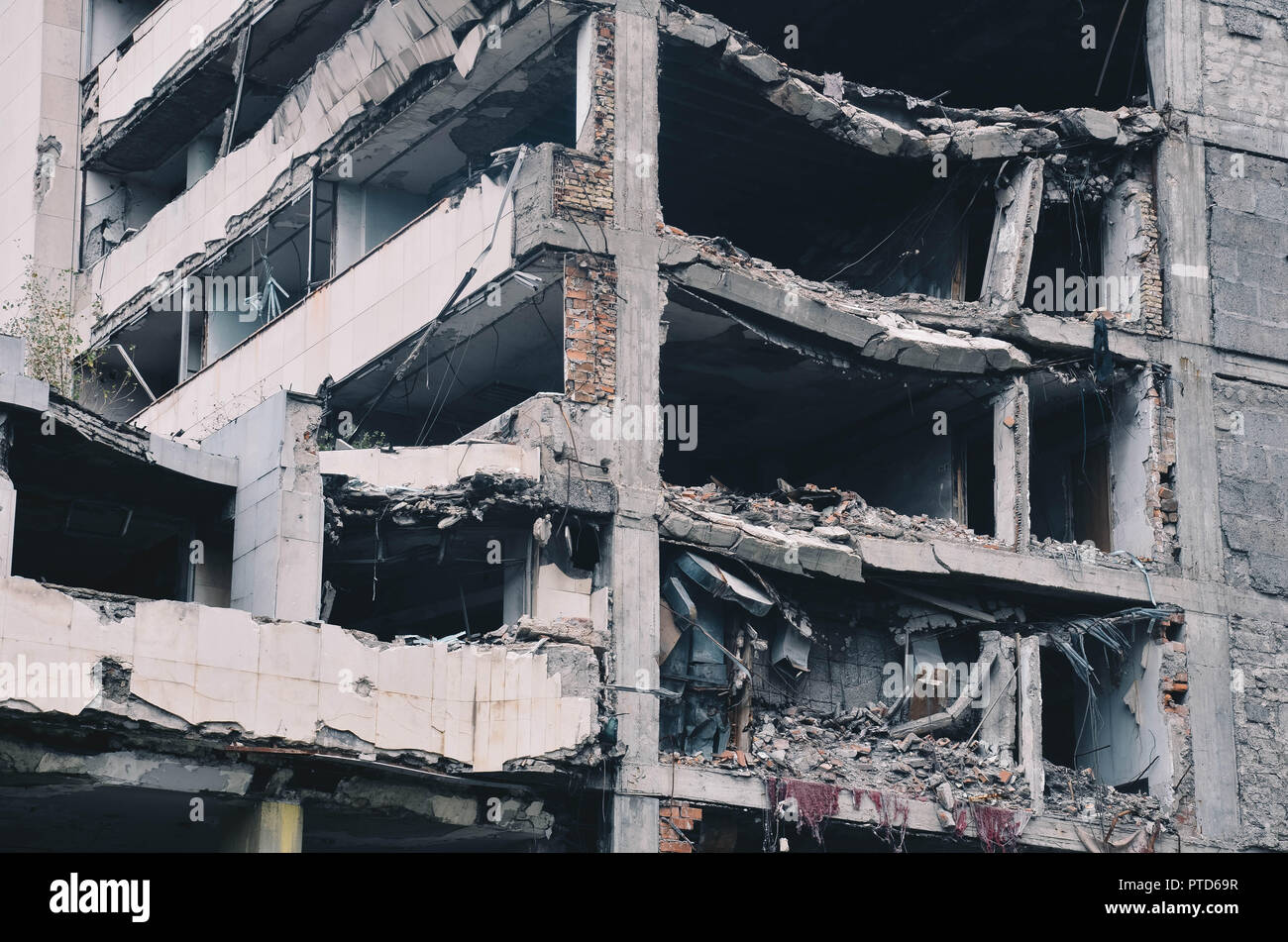 Yugoslav Ministry of Defence building (bombed by NATO in 1999), Nemanjina Street, Belgrade, Serbia, Balkans, September 2018 Stock Photo