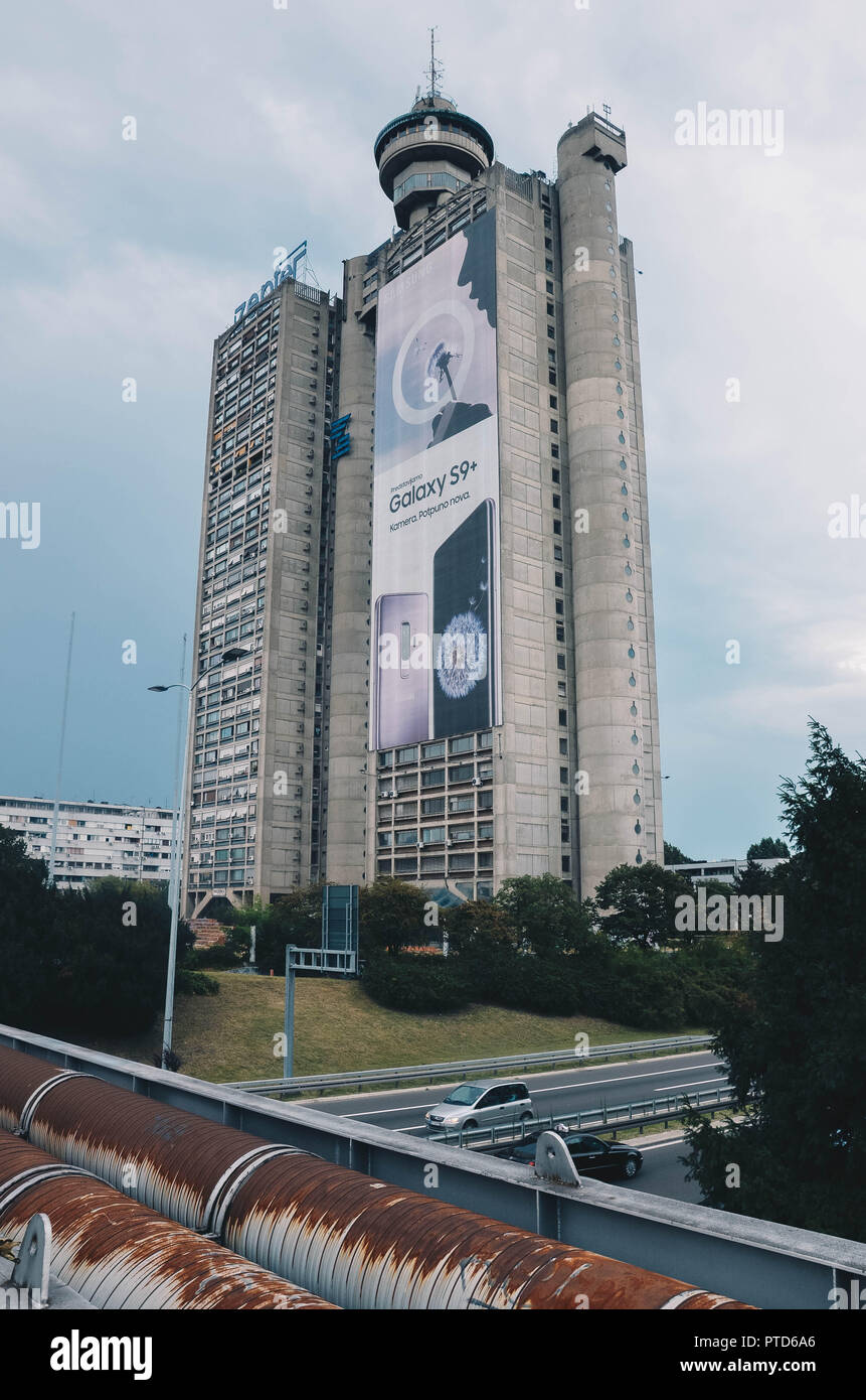 Western City Gate, or Genex Tower, (built 1979, architect Mihajlo  Mitrović), New Belgrade (Novi Beograd), Belgrade, Serbia, Balkans,  September 2018 Stock Photo - Alamy