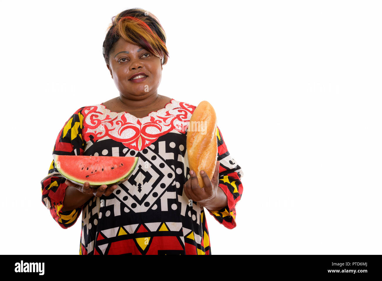 Thoughtful happy fat black hi-res stock photography and images - Alamy
