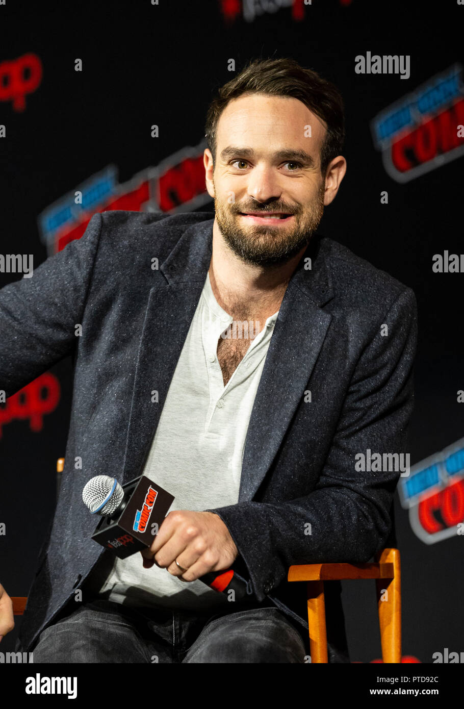 Charlie Cox attends Marvel's DAREDEVIL panel during New York Comic Con at Hulu Theater at Madison Square Garden (Photo by Lev Radin / Pacific Press) Stock Photo