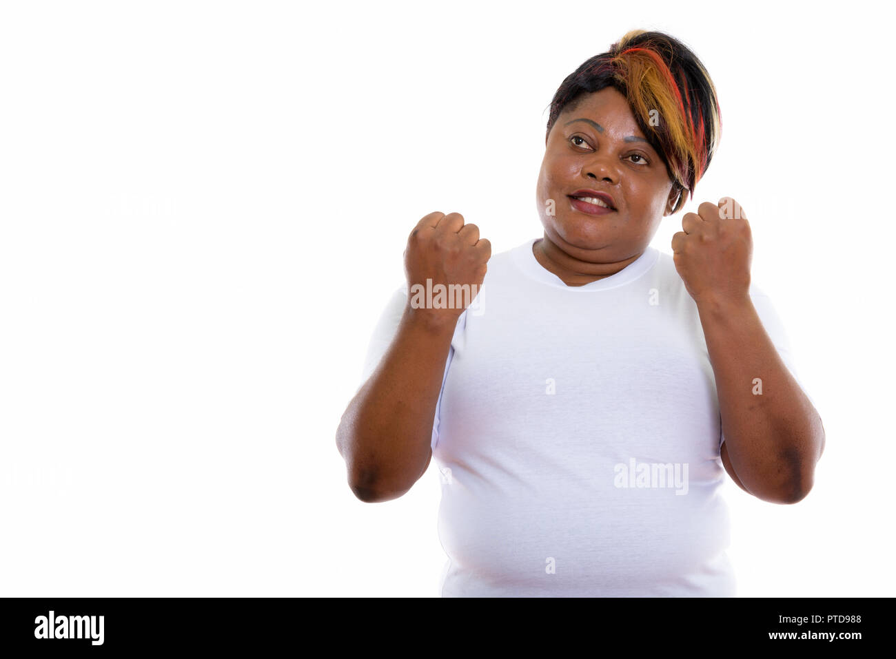 Excited happy black woman hi-res stock photography and images - Alamy