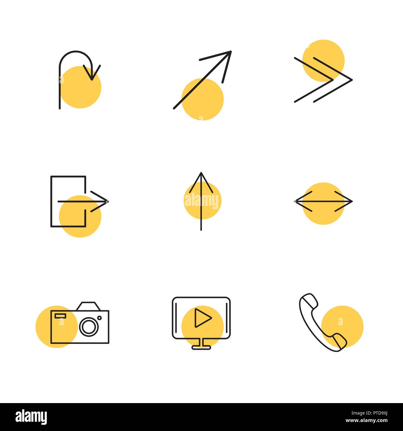play , camera , call , arrows , directions , avatar , download , upload ...