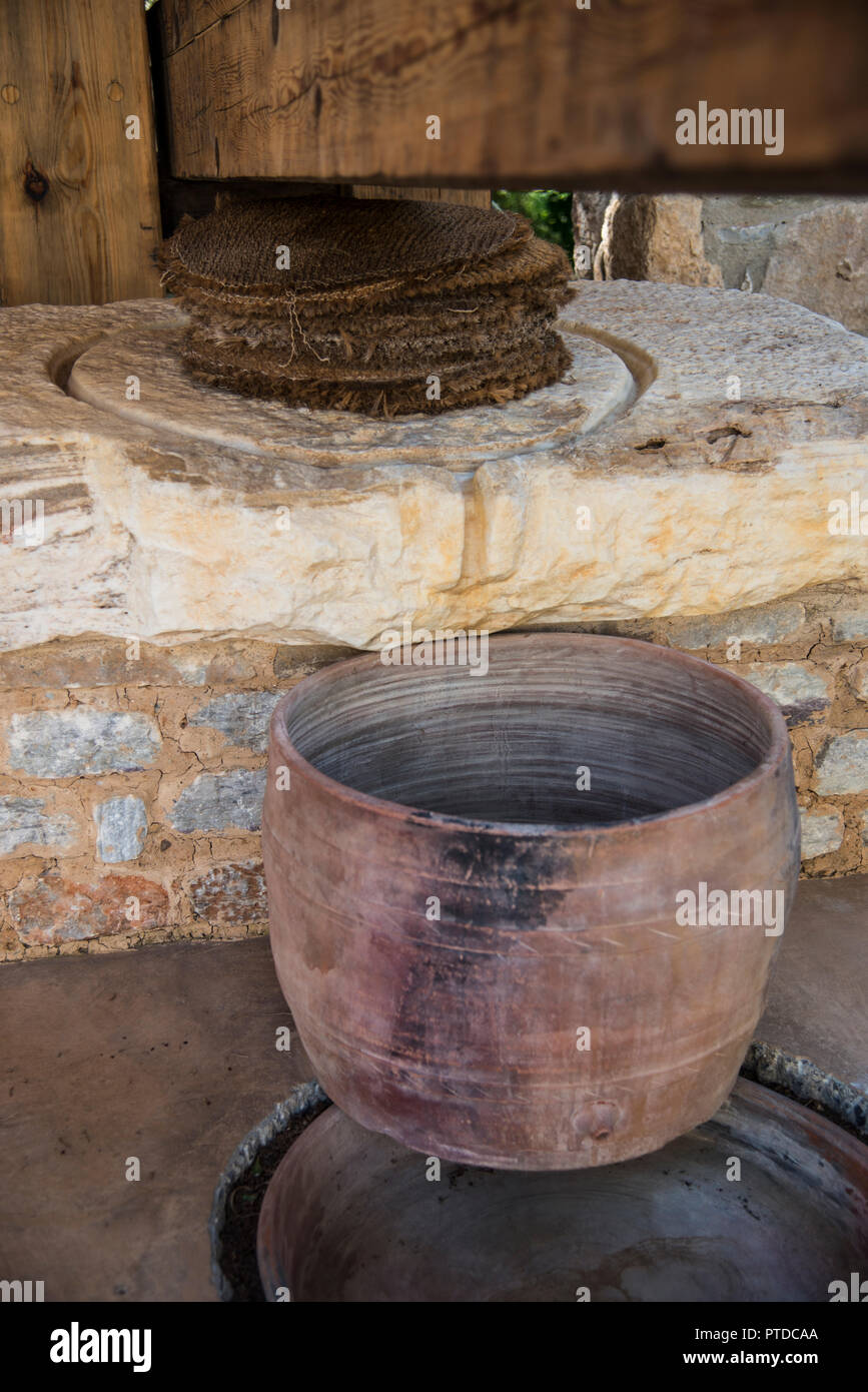 Olive oil press to extract oil Stock Photo