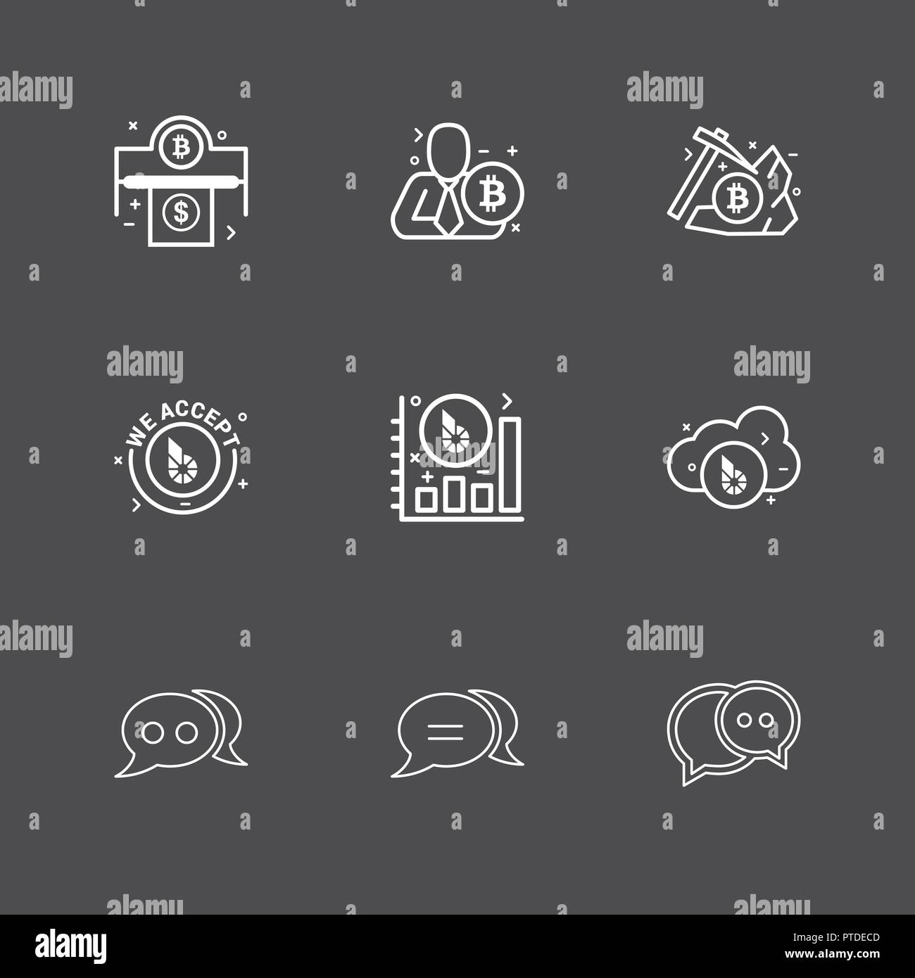 Bit Coin Crypto Currency Axe Chat Conversation Graph Wo Accepted Icon Vector Design Flat Collection Style Creative Iconsicon V Stock Vector Image Art Alamy