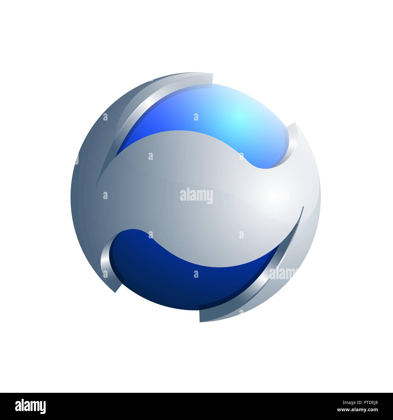 3D Blue and silver sphere Ecology logo template Stock Vector