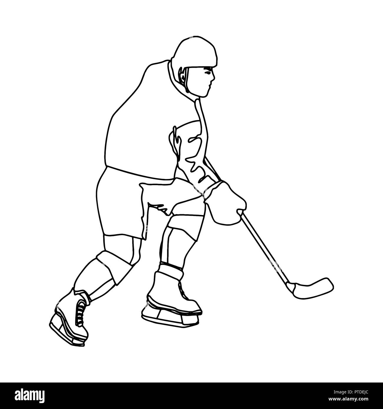 Modern vector hockey logo. logo for hockey team. silhouette of a hockey player on the white background illustration Stock Vector