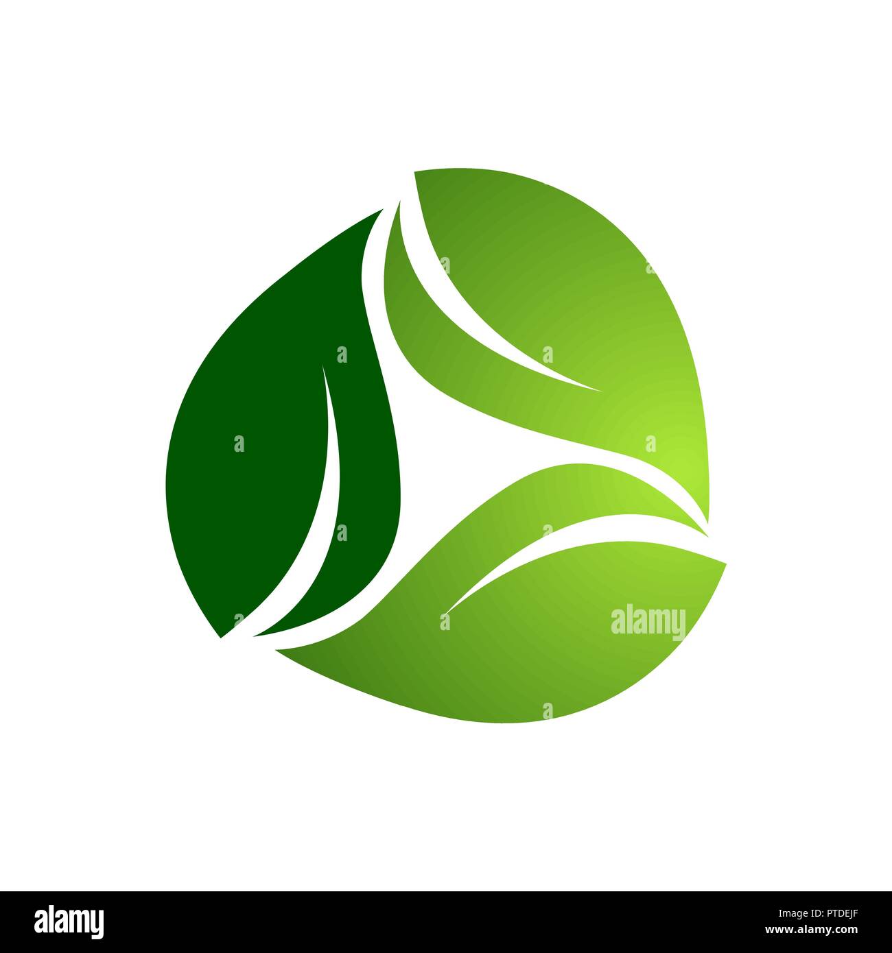 Three abstract green light dark leaf logo template Stock Vector Image ...
