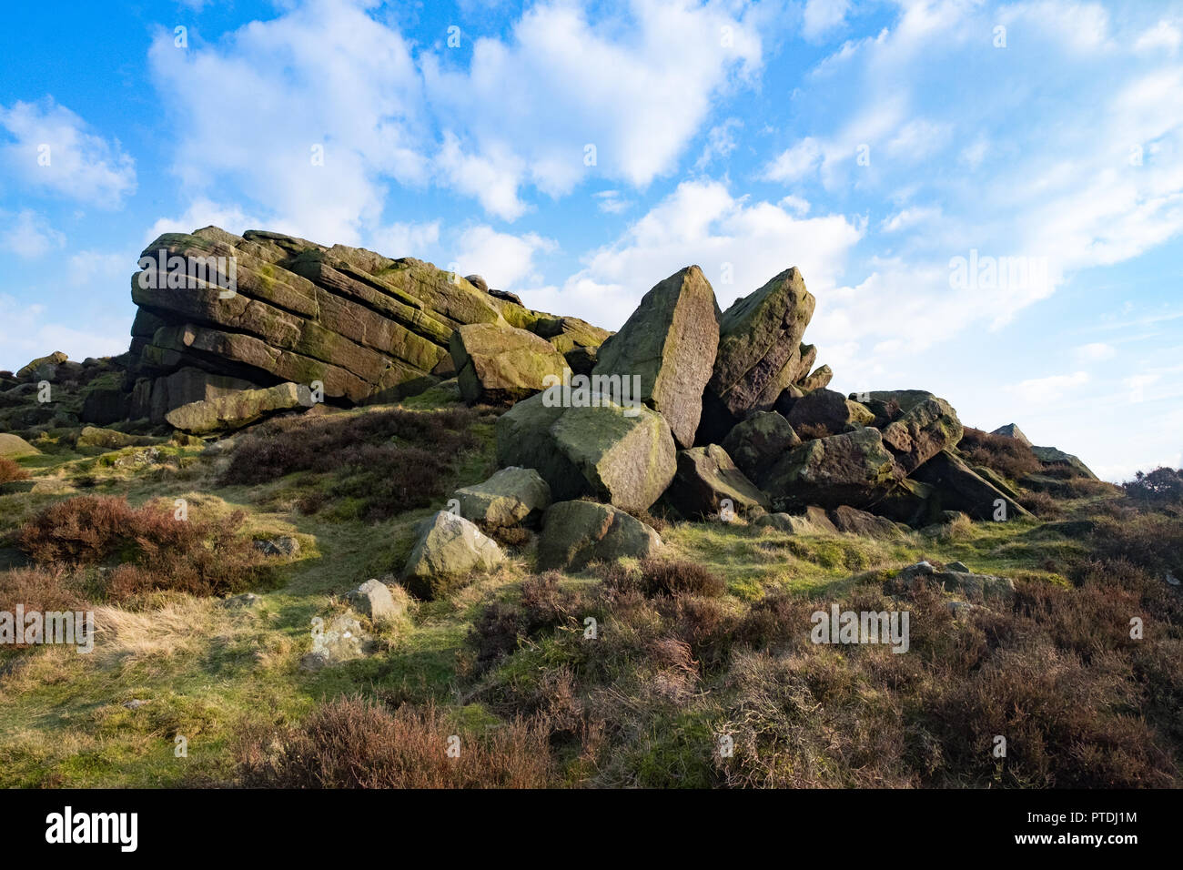 Dramatic rock formations at Higger Tor Stock Photo