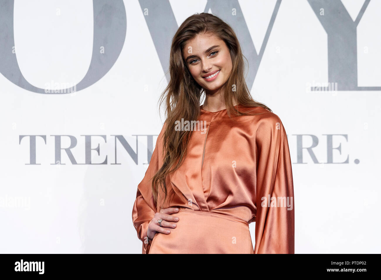 American model Taylor Hill attends a promotional event in Tokyo for