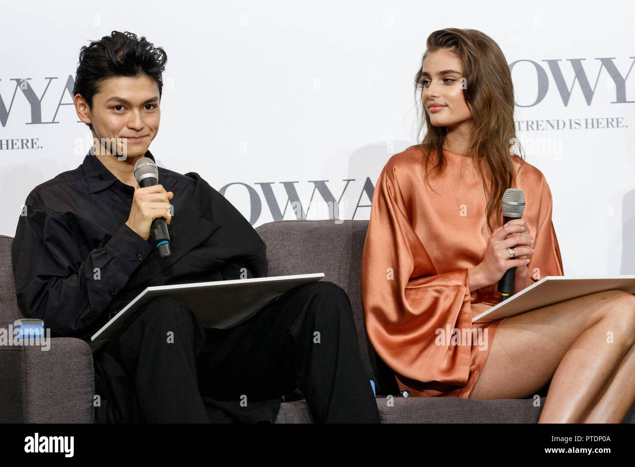 (L to R) Japanese actor Gordon Maeda and American model Taylor Hill