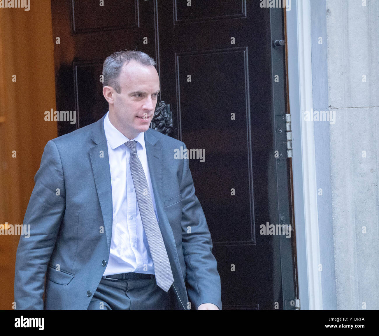 London 9th October 2018,Dominic Raab MP PC, Brexit Secretary, , leaves Cabinet meeting at 10 Downing Street, London Credit Ian Davidson/Alamy Live News Stock Photo
