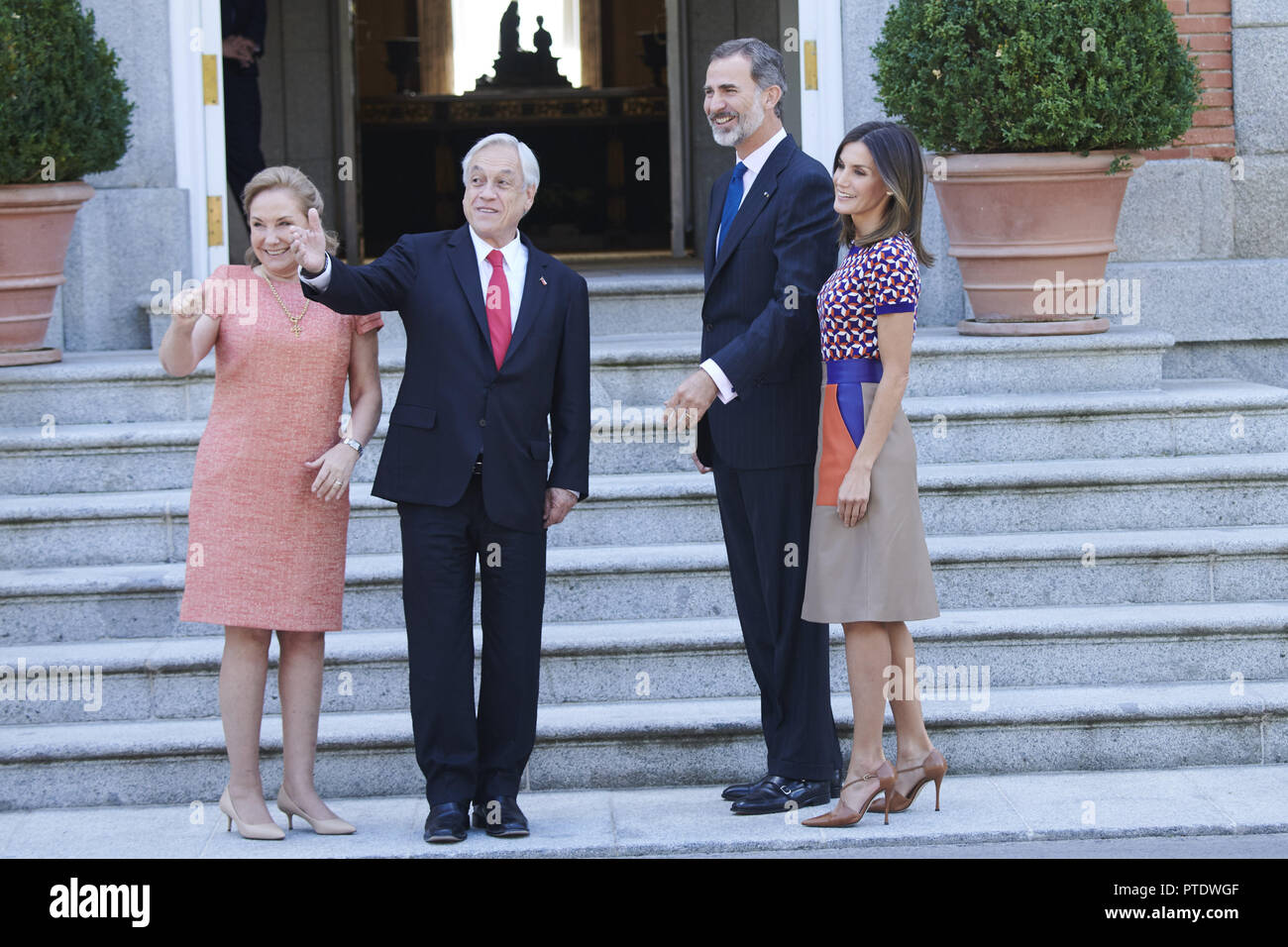 October 9, 2018 - Madrid, Madrid, Spain - Queen Letizia of Spain attended an official lunch at Palacio de la Zarzuela October 9, 2018 in Madrid, Spain (Credit Image: © Jack Abuin/ZUMA Wire) Stock Photo