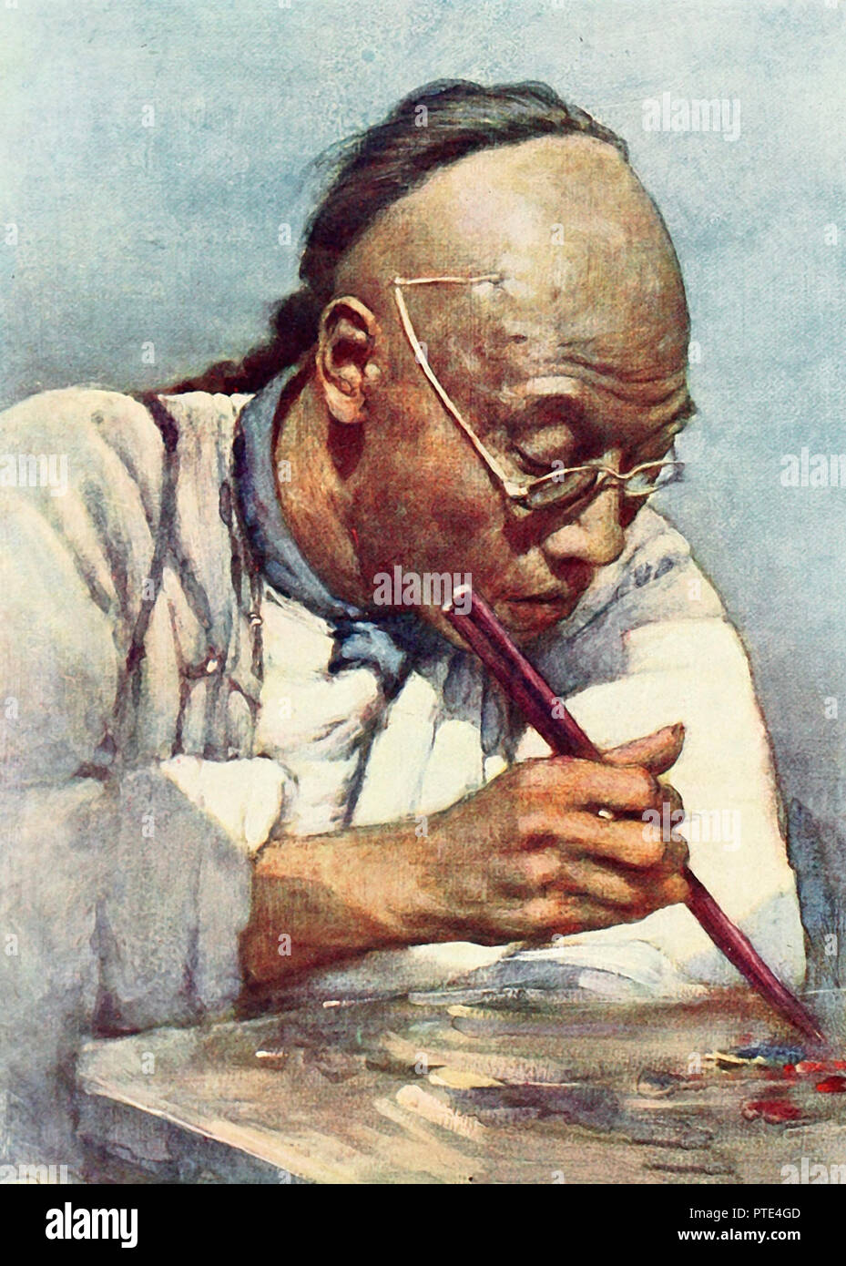 A Man Using Chopsticks In China Circa 1909 Stock Photo Alamy