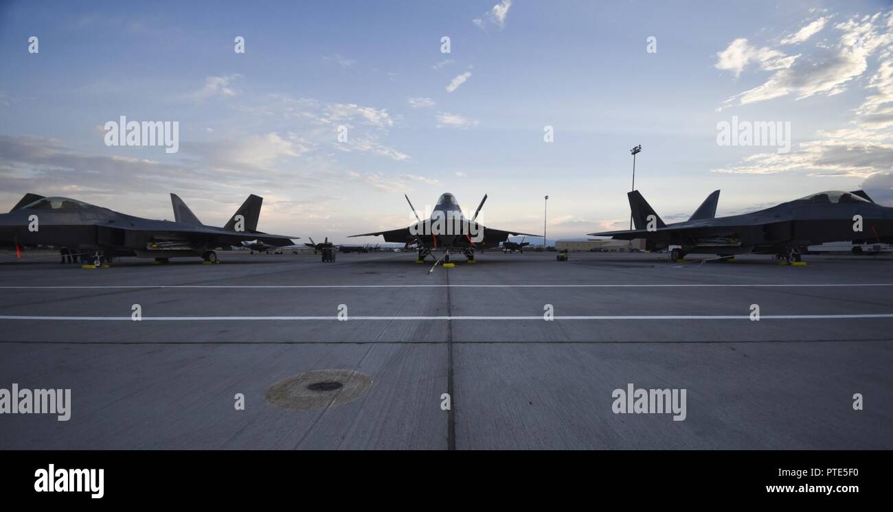 A group of F-22 Raptors from the 95th Fighter Squadron at Tyndall Air ...