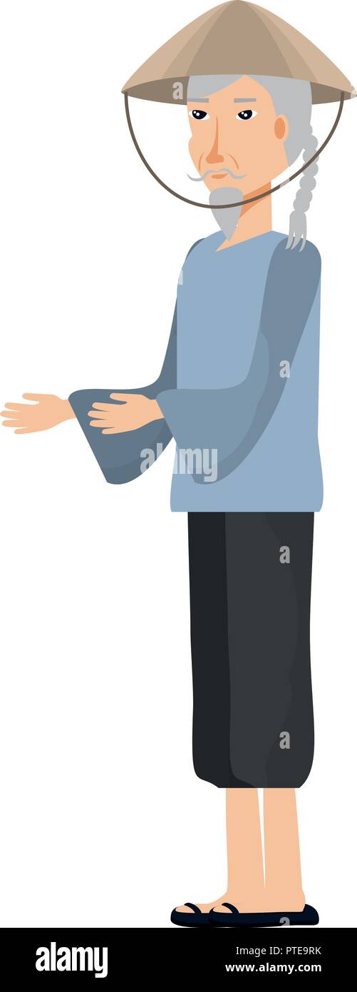 old man chinese peasant avatar character vector illustration design Stock Vector