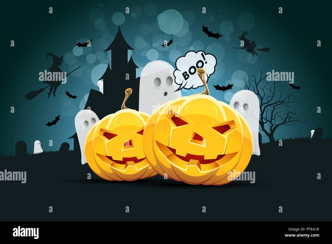 Halloween Background with Ghost Stock Vector Image & Art - Alamy