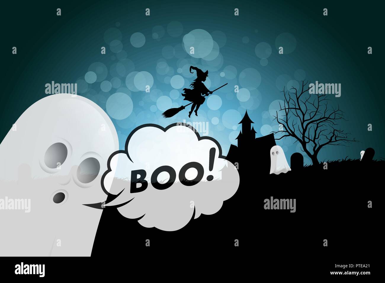 Halloween Background with Ghost Stock Vector Image & Art - Alamy