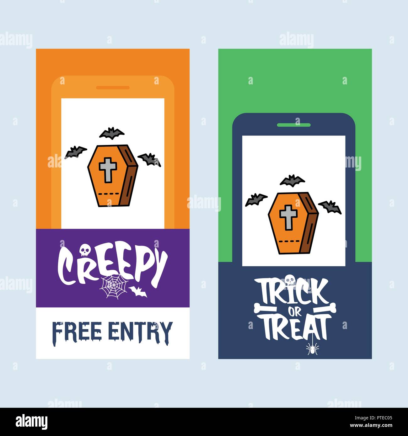 Happy Halloween invitation design with coffins vector Stock Vector ...