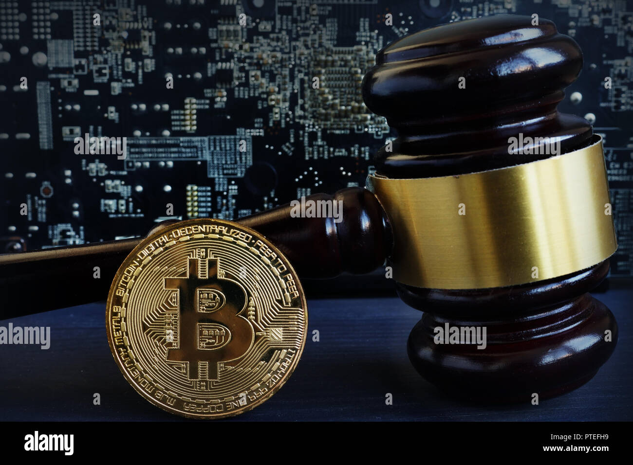 Bitcoin regulation concept. Cryptocurrency and law. Stock Photo