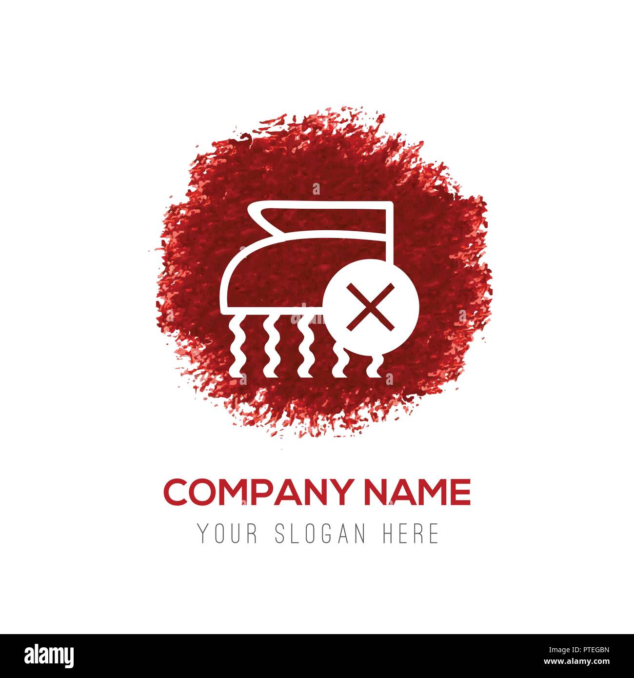 Laundry symbols icon Red WaterColor Circle Splash Stock Vector Image