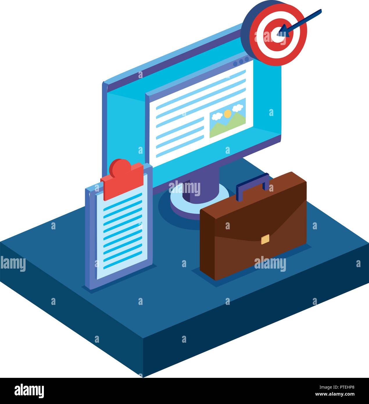 computer desktop with portfolio and target Stock Vector Image & Art Alamy