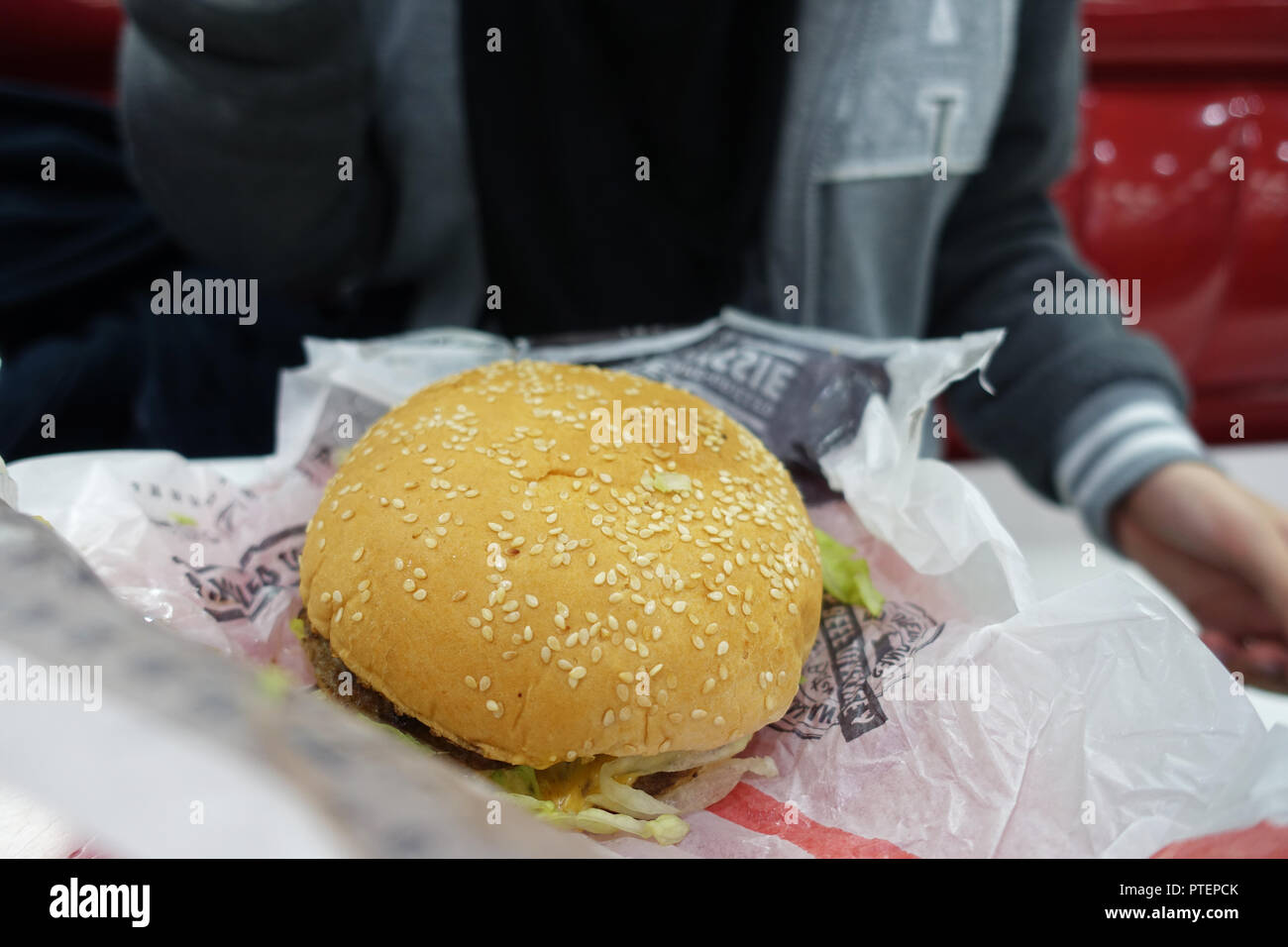 Australian fast food Hungry Jack's (Burger King) beef burger Stock Photo