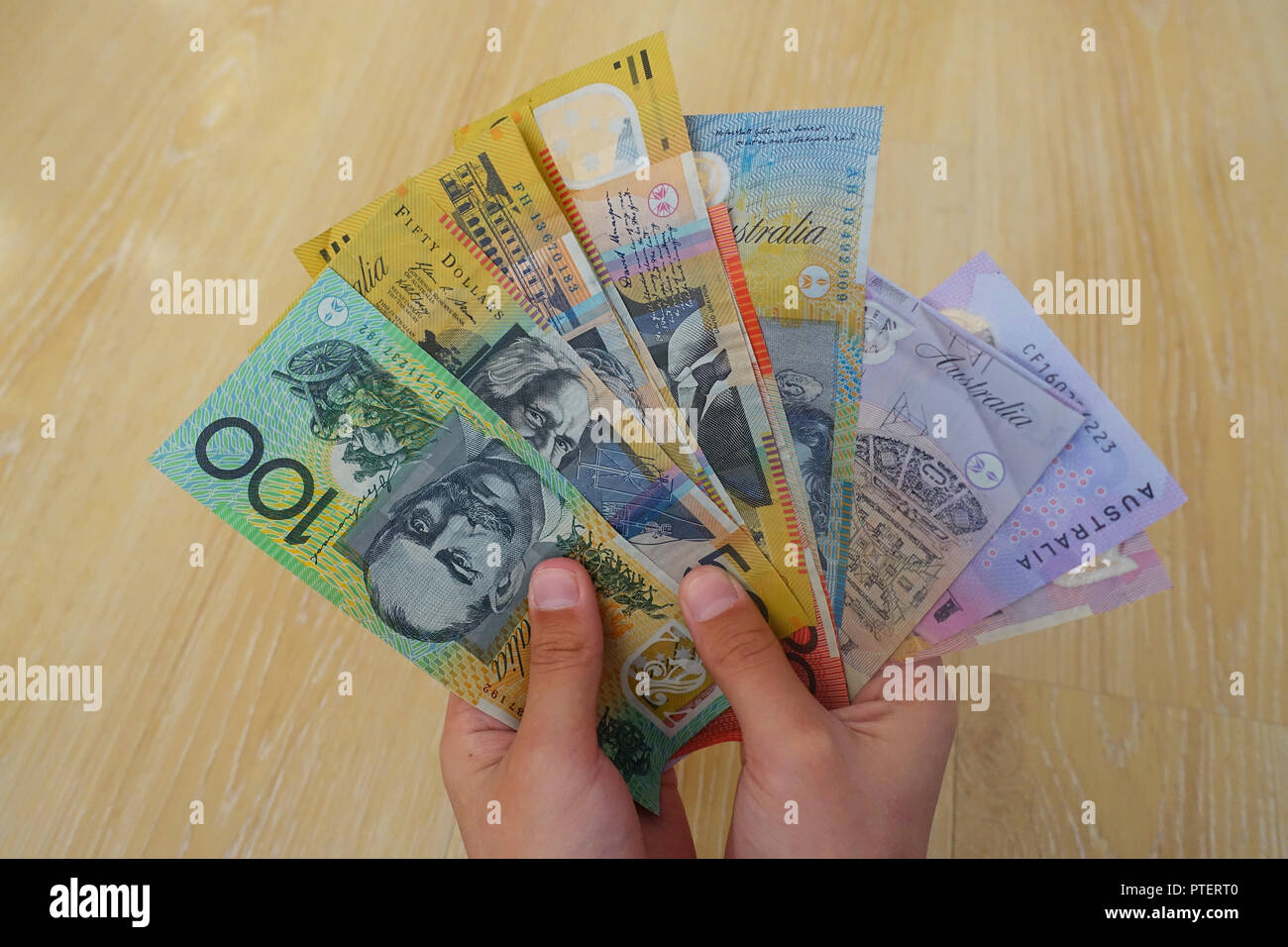 Mixture of Australian currency Stock Photo