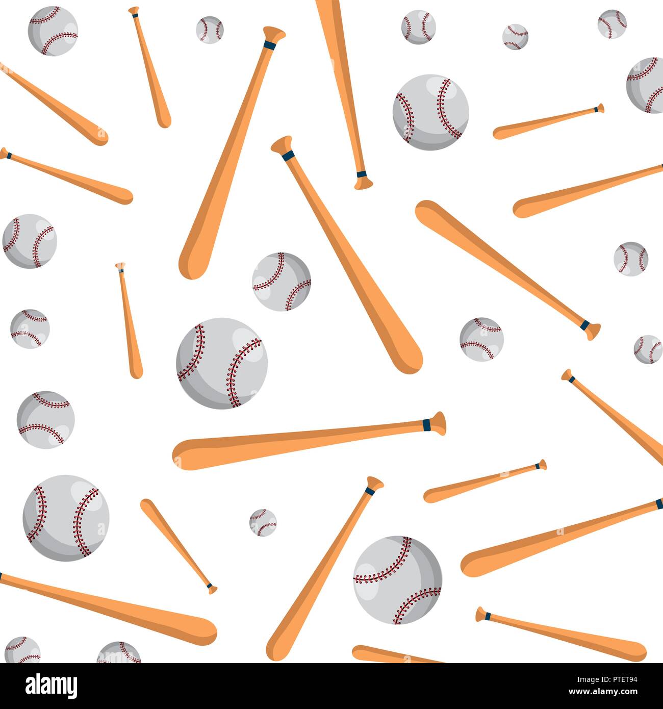 baseball sport balls and bats pattern Stock Vector