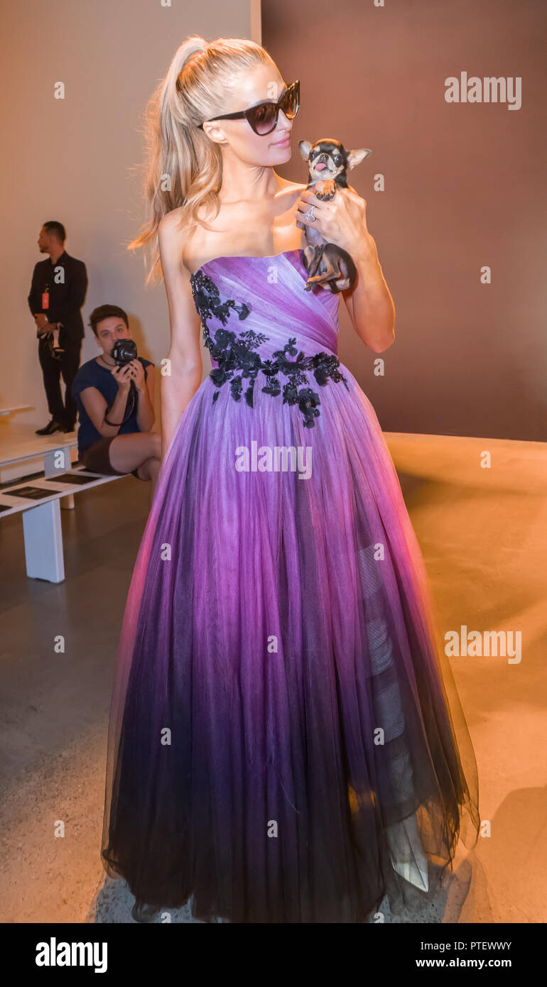 paris hilton purple dress Paris Hilton Walks Runway for The Blonds NYFW Show