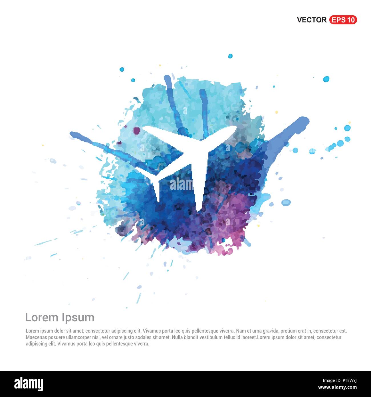Airplane icon - Watercolor Background Stock Vector
